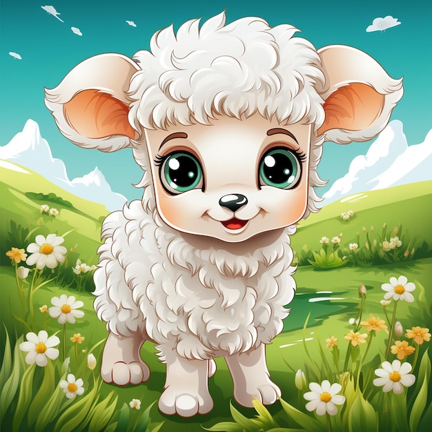 A sheep in garden with flowers