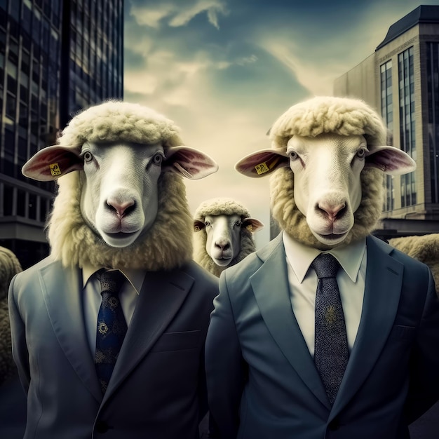 sheep headed business people