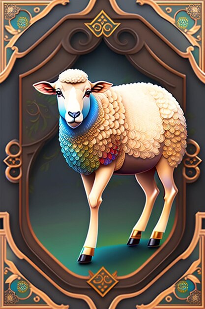 Foto illustrazione delle pecore con sfondo islamico