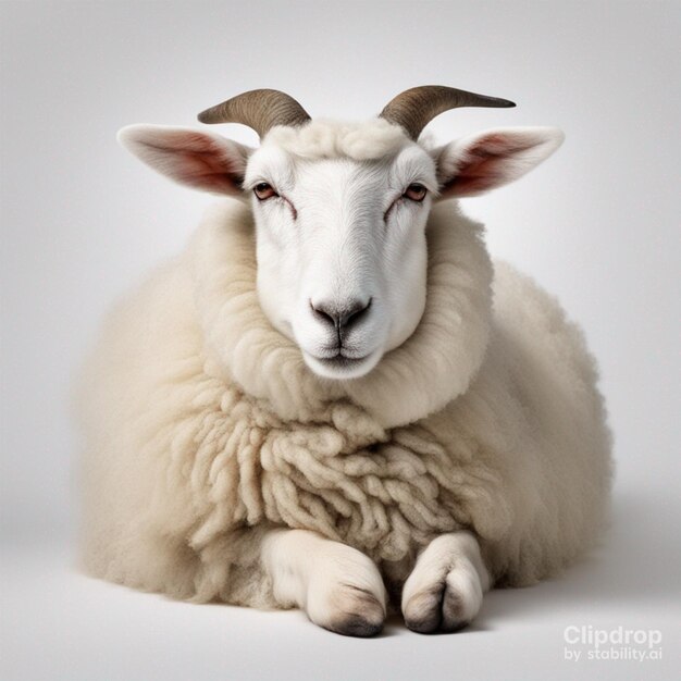 写真 羊の白い背景のクローズ アップに分離された羊