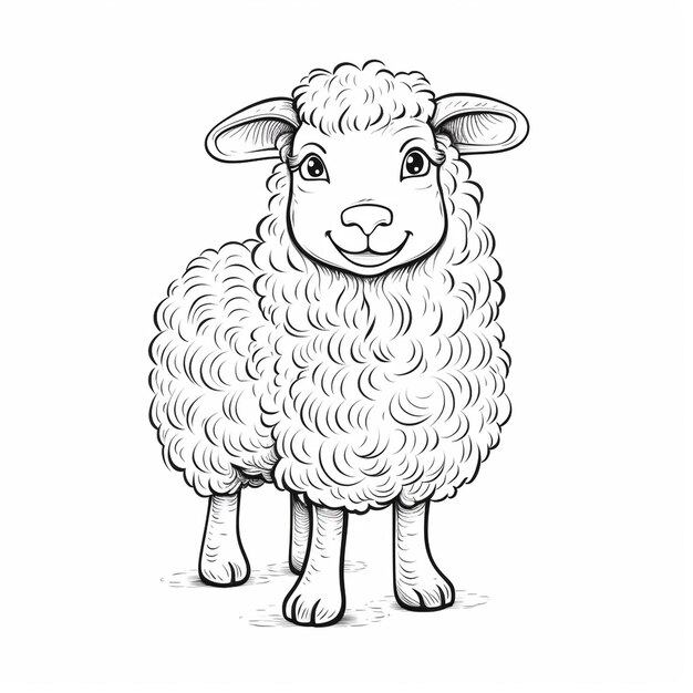 Sheep kids learning cute kawaii flat coloring book kawaii animal art