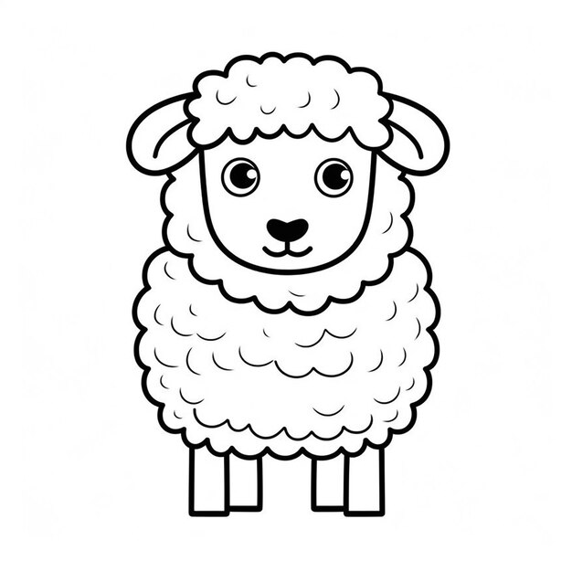 Photo sheep kindergarden art cute arts flat coloring book kawaii animal art