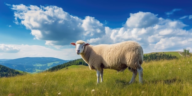 Sheep on a Meadow Generative AI