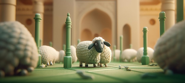 Sheep mosque eid mubarak Eid al Adha banner