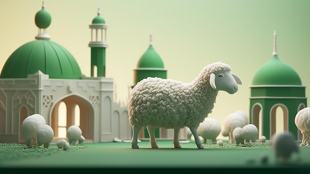 Sheep mosque eid mubarak Eid al Adha banner