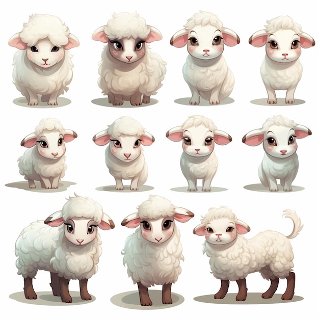 羊のセット ウェブデザインのための羊のベクトルセットの漫画イラスト
