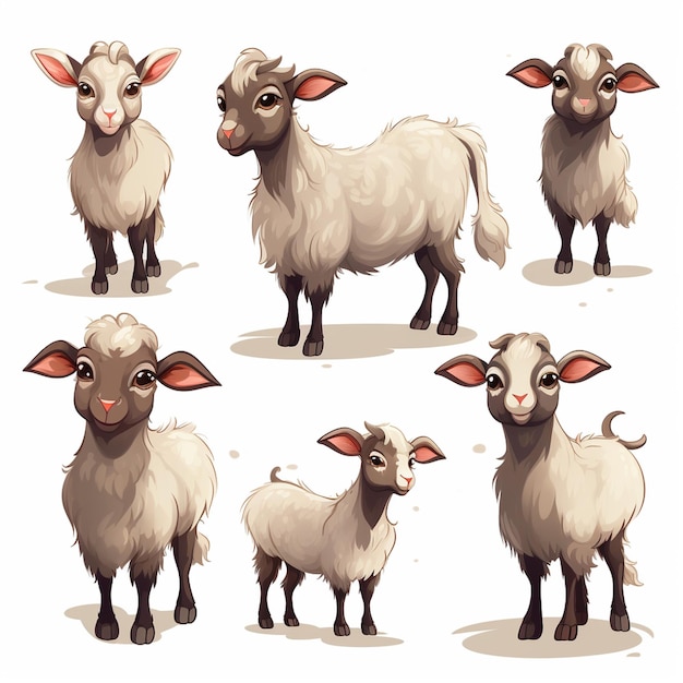 Sheep set Cartoon illustration of sheep vector set for web design