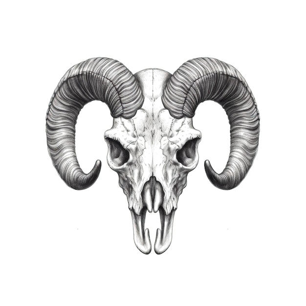 Sheep skull ram horn ai generated