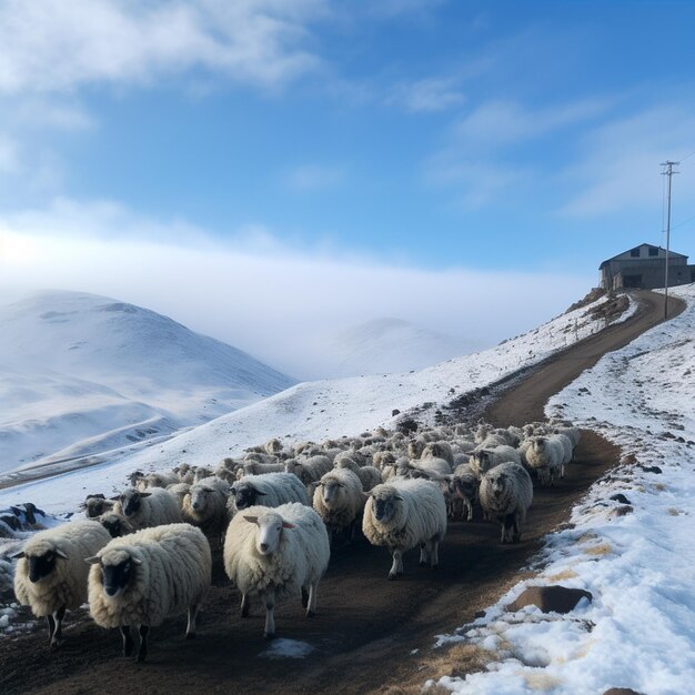 Foto pecore sulla neve