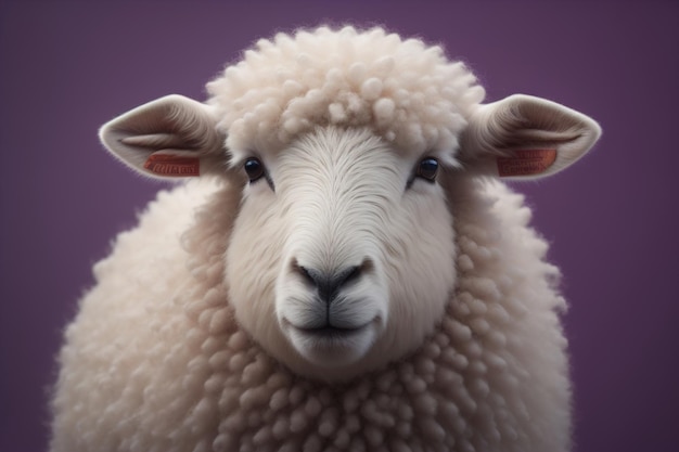 Sheep on a solid color background Photo in old color image style ai generative