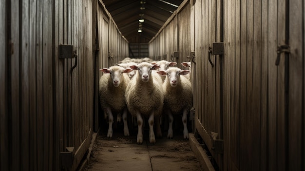 Sheep in a stable in the Netherlands Holland Europe