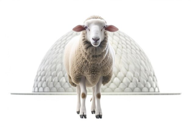 モスクの前に立つ羊の背景イラスト