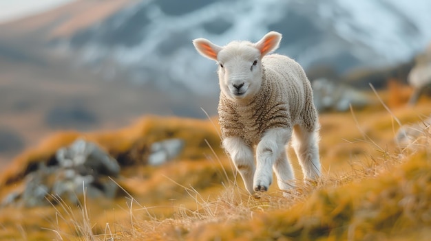 Sheep Standing on GrassCovered Hillside