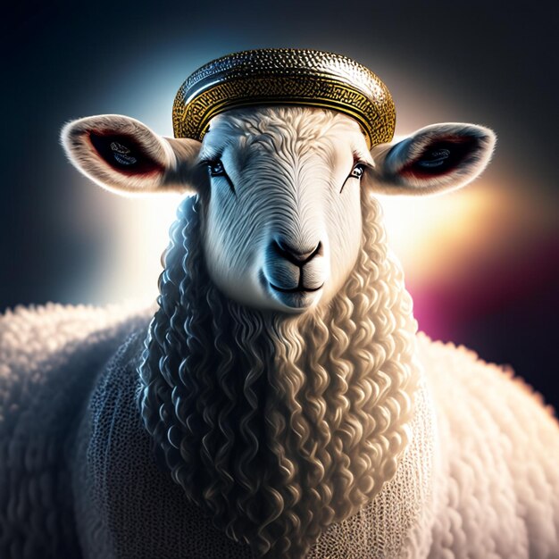 Sheep standing on islamic background