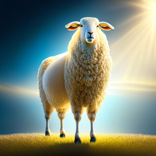 Photo sheep standing on islamic background