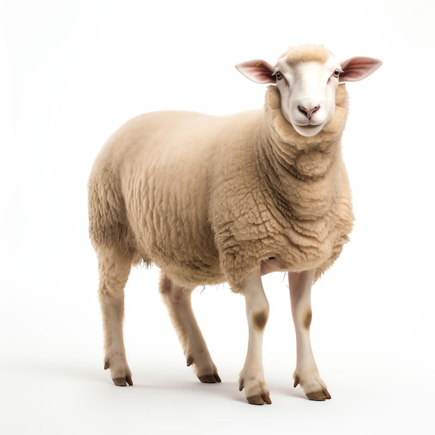 a sheep standing on a white background