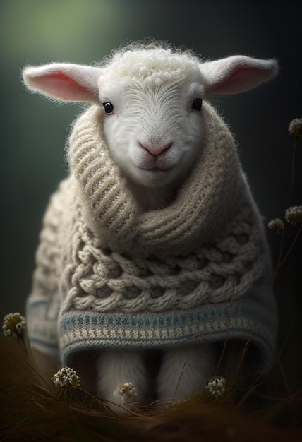 A sheep wearing a sweater that says'i'm a sheep '