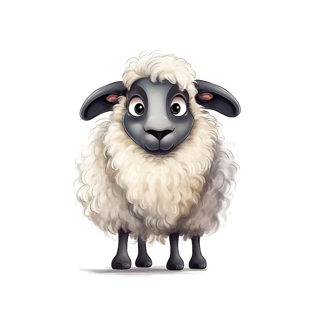 Овца с черной мордой и белой шерстью на ней