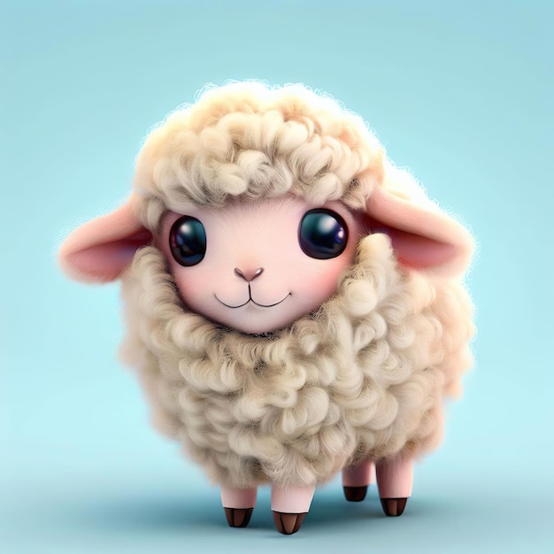 A sheep with a blue background