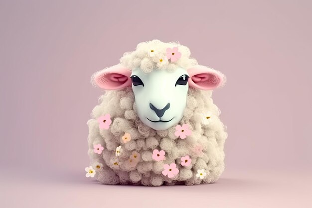 Sheep with flowers on the face