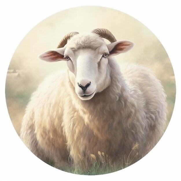 A sheep with horns is shown in a circle with the word sheep on it.