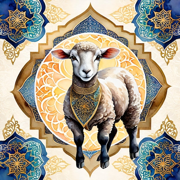 Photo sheep with islamic background