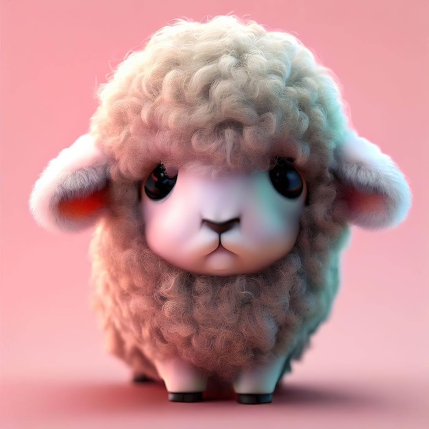 A sheep with a pink background