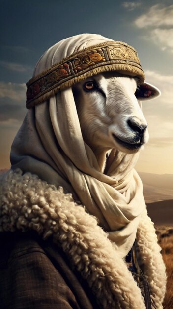 Photo a sheep with a scarf