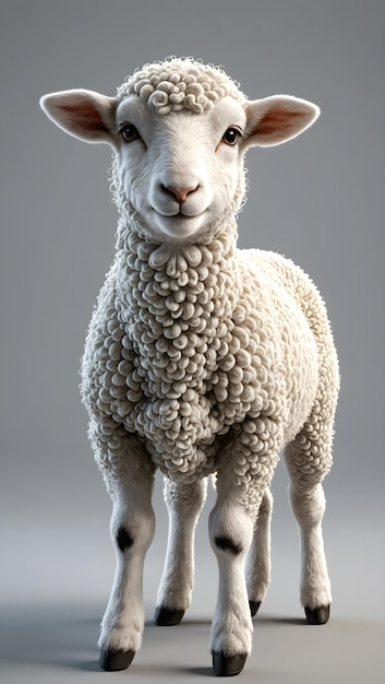 овца с овцей на спине и белым фоном