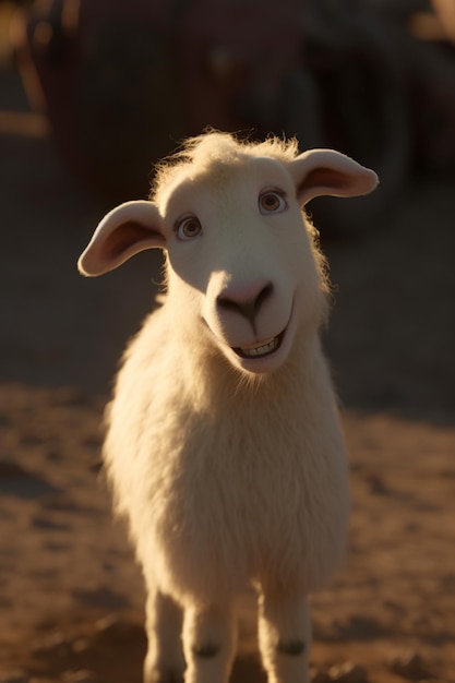 A sheep with a smile on its face