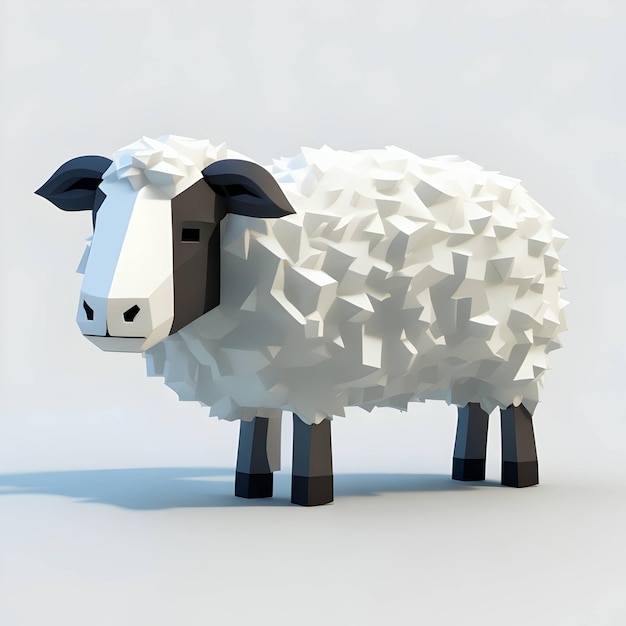 A sheep with a white face and black face.