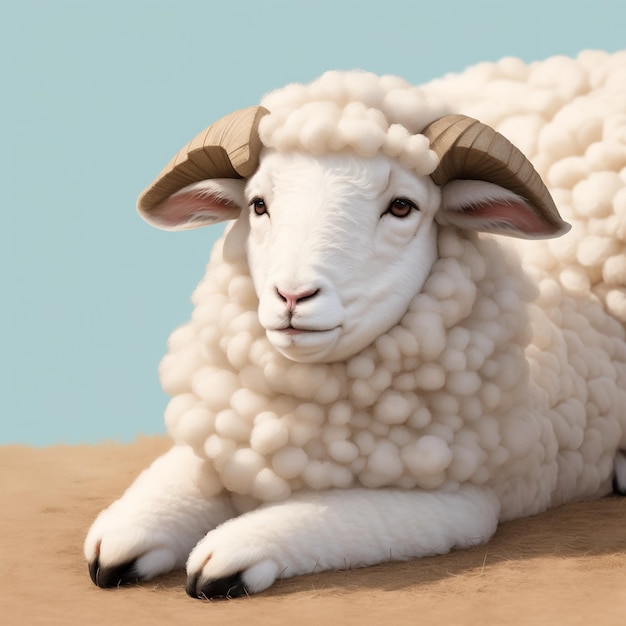 a sheep with a white face and horns on it's face