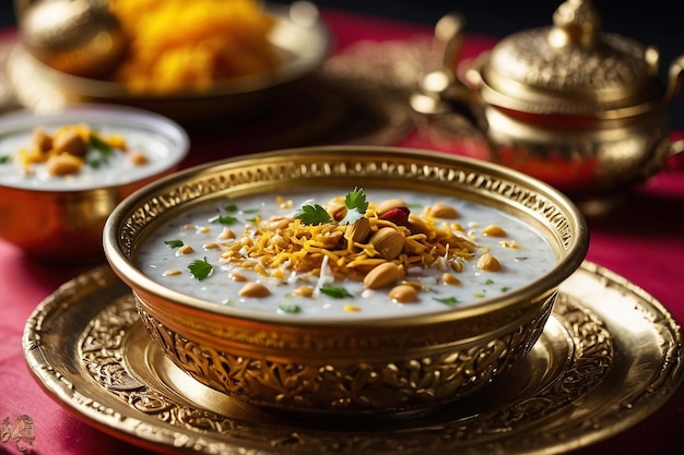 Sheer Khurma in GoldenRimmed Dishes