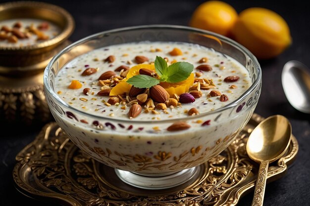 sheer khurma with classic garnishes