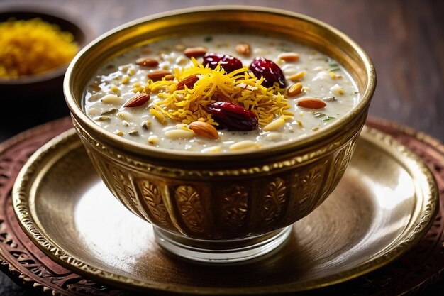 Foto sheer khurma con guarnizione di datteri