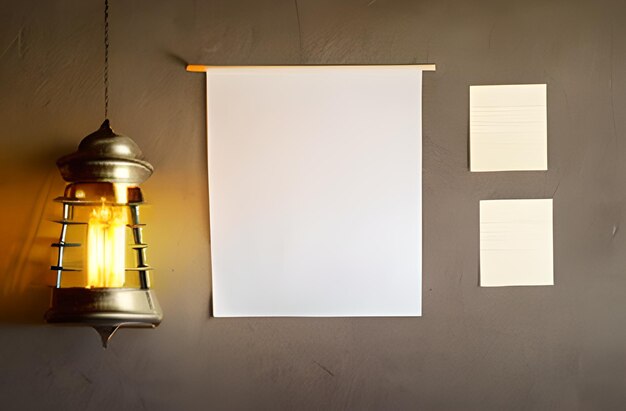 Sheet of paper with a lamp and a lamp on it background photo AI Generated