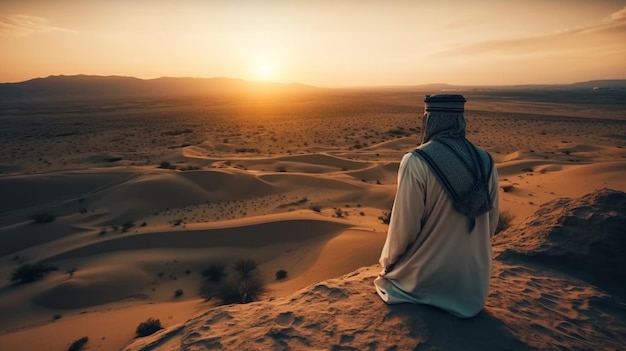Sheikh in desert Generative Ai