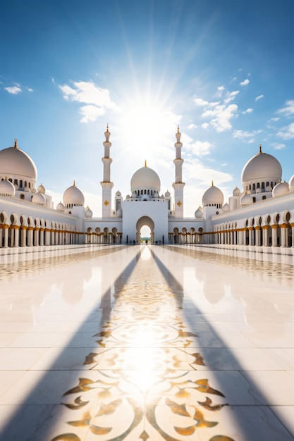Sheikh Zayed Grand Mosque onder het zonlicht generatieve AI