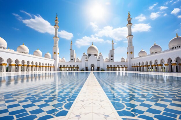 Sheikh Zayed Grand Mosque onder het zonlicht generatieve AI