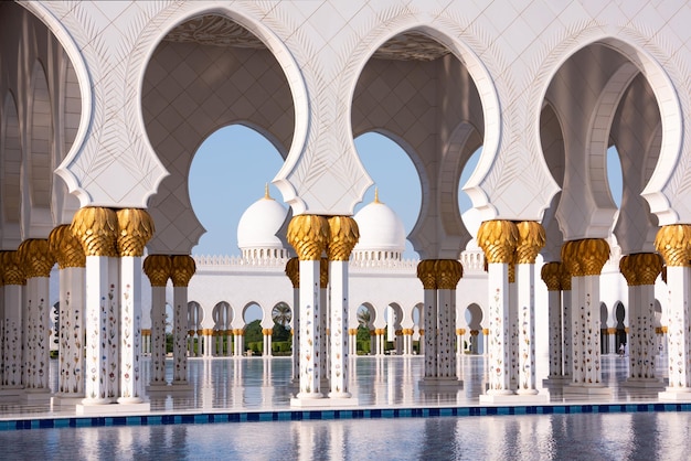 Sheikh Zayed Grand Mosque of white marble in Abu Dhabi UAE