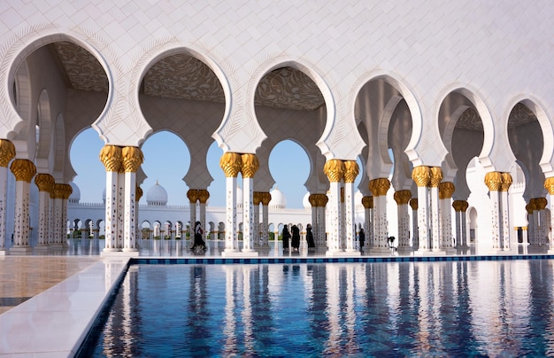 Sheikh Zayed Grand Mosque of white marble in Abu Dhabi UAE