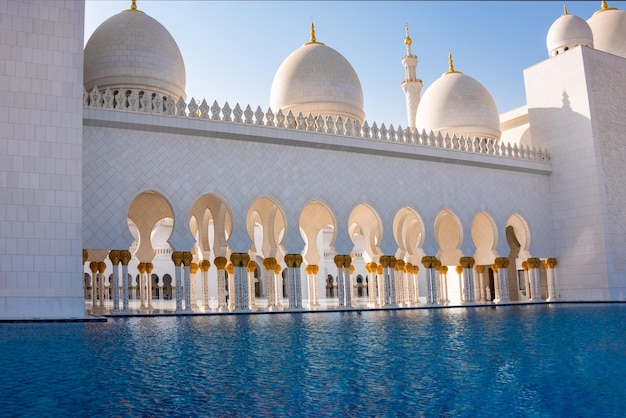 Sheikh Zayed Grand Mosque of white marble in Abu Dhabi UAE