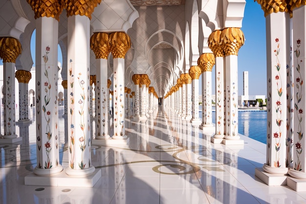 Большая мечеть шейха Зайда из белого мрамора в Абу-Даби, ОАЭ