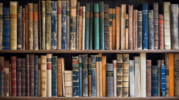 A shelf of books with one of the books on it