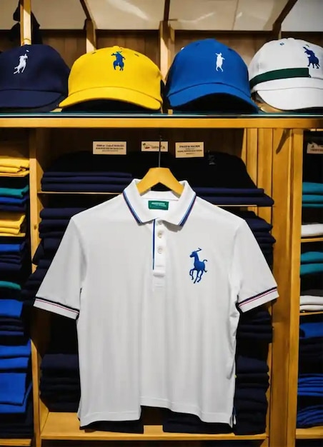 a shelf of shirts with the letter a on it