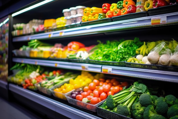 Shelf in the supermarket have a fresh fruits and vegetables on the shelf Shopping in the plaza mall