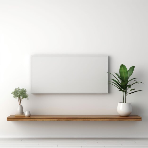 Shelf tv in modern empty roomminimal design