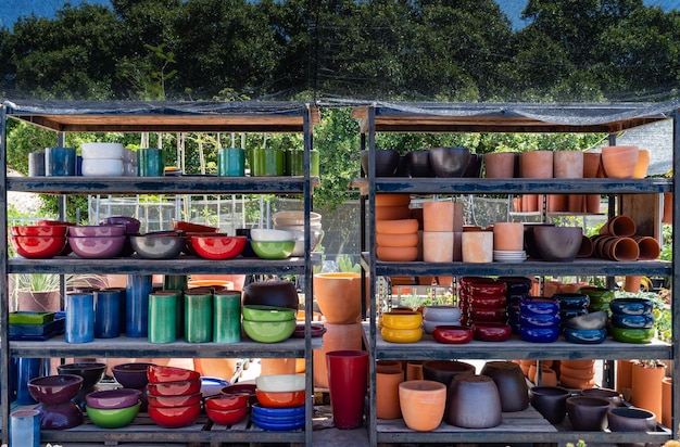 Shelf with ceramic items