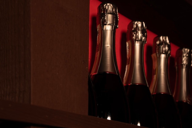 Photo shelf with high quality sparkling wine