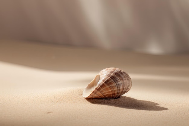 A shell sitting on the sand on the beach Generative AI